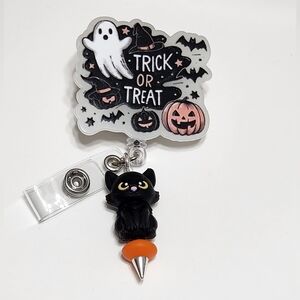 Trick or Treat Halloween‎ Badge Reel Colorful Beaded Badge Clip ID Holder